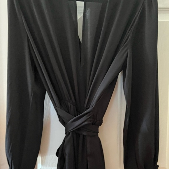 Express Elegant Long Sleeve V Neck Wide Leg Black Jumpsuit XL - Picture 4 of 5